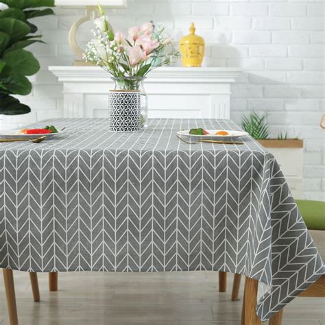 DHD Geometric Printed Tablecloth Rectangle Tablecloth Cotton Linen Table Cloth for Dinner Tea ...