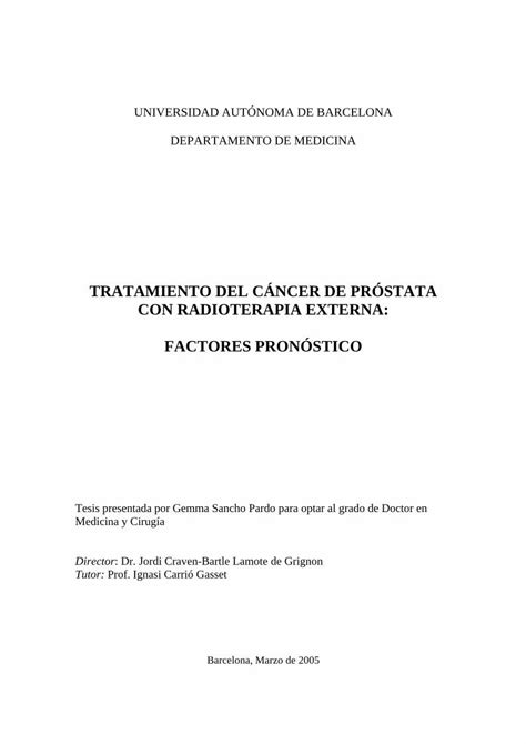 Pdf Tratamiento Del C Ncer De Pr Stat Con Radioterapia