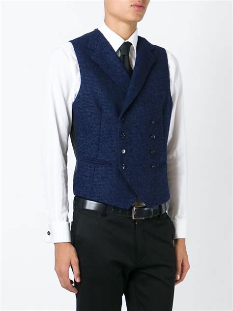 Lyst Tagliatore Double Breasted Waistcoat In Blue For Men