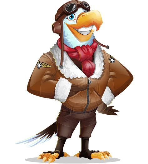 Eagle Aviator Cartoon Vector Character Graphicmama Eagle Cartoon