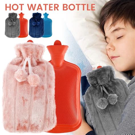 Liter Hot Water Bottle With Natural Rubber And Faux Fur Cover Leak Proof Bottle Provide Warmth