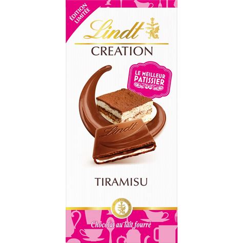 LINDT Création tablette de chocolat au lait fourré tiramisu 1 pièce