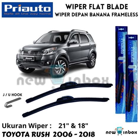 Jual Wiper Depan Priauto Flat Blade Frameless Toyota Rush Terios Lama