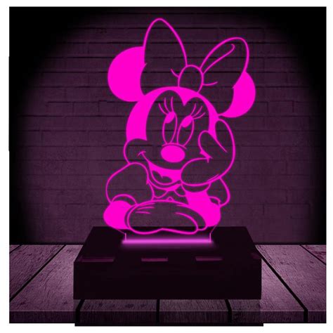 Luminária Led 3d Minnie Mickey Disney Abajur 16 Cores Controle