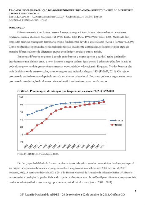 Pdf Fracasso Escolar Evolu O Das Anped Org Br Diferen As Na