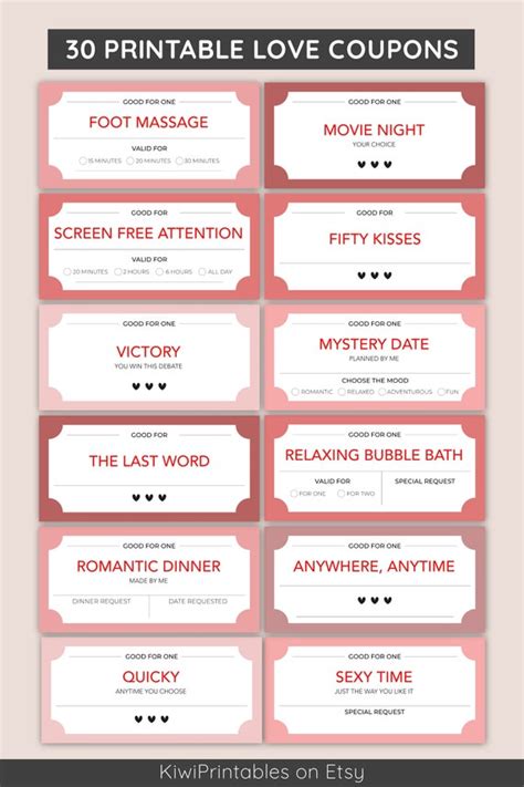 Love Coupon Book Printable Love Coupons Romantic Coupon ...