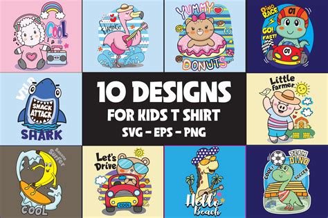 Kids T Shirt Designs Set Graphic By Charenart · Creative Fabrica