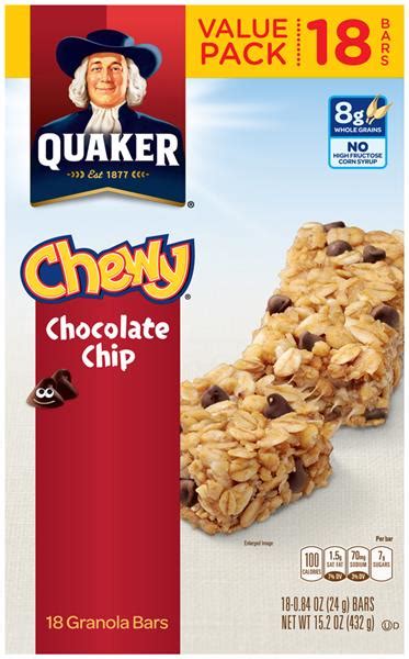 Quaker Chewy Chocolate Chip Granola Bars 18 84 Oz Bars Hy Vee Aisles