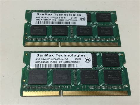 Yahooオークション ノートpc用メモリ Sanmax Technologies 4gbx2