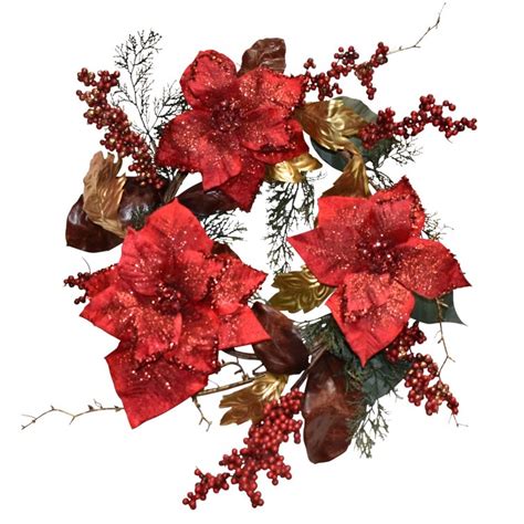 The Holiday Aisle® 24 Poinsettias Wreath Wayfair