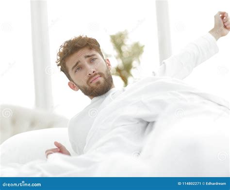 Closeup.tired Man Sleeping on the Bed Stock Image - Image of break, person: 114802271