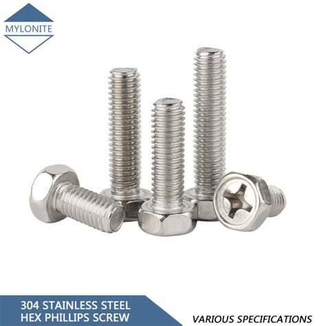 304 Stainless Steel M3 M4 M5 M6 M8 Cross Bolt External Hex Hexagon Head