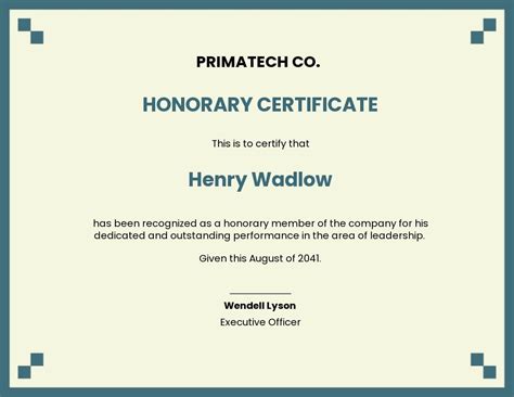 Honorary Membership Certificate Template [Free JPG] - Google Docs ...