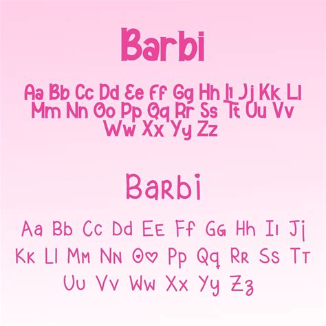 8 Barbi Font Alphabet All Trend Fonts Ttf Download Barbi Doll Etsy Canada