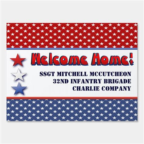 Patriotic Military Welcome Home Personalized Sign | Zazzle