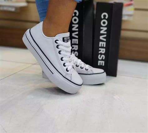 All Star Couro Feminino - Comprar Tênis Feminino All Star Couro Branco Sola Alta - R$189,99 ...