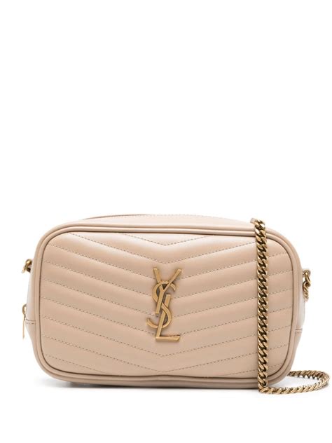 Saint Laurent Mini Lou Quilted Leather Crossbody Bag Neutrals