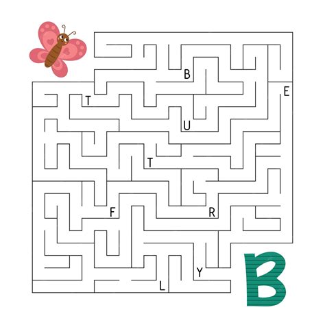 Premium Vector | ABC maze game with butterfly