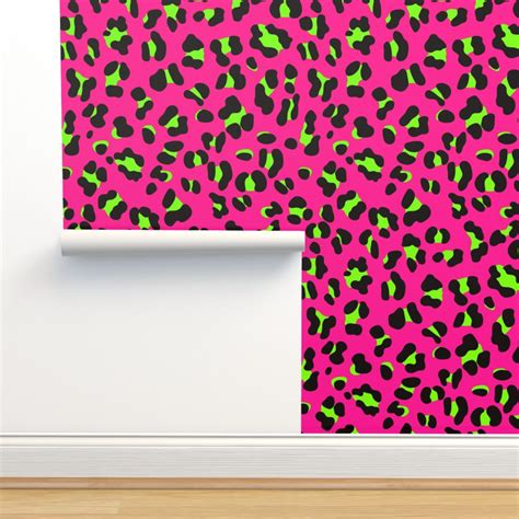 Large Scale 80s Neon Pink And Lime Wallpaper Spoonflower