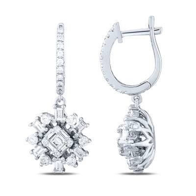 Carat Diamond Baguette Flower Earrings Lizay De