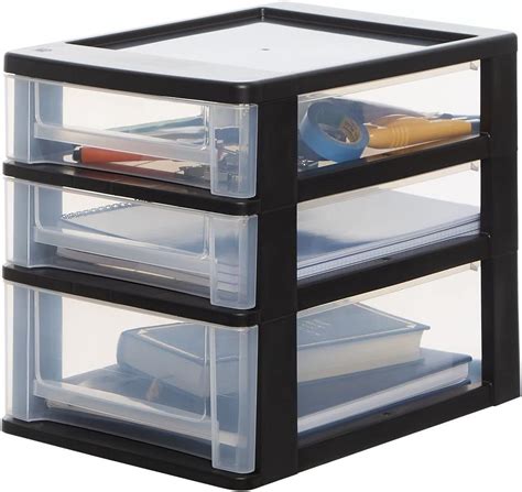 Iris Ohyama Tour De Rangement Organisateur Plastique 3 Tiroirs 2 X