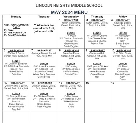 School Lunch Menu