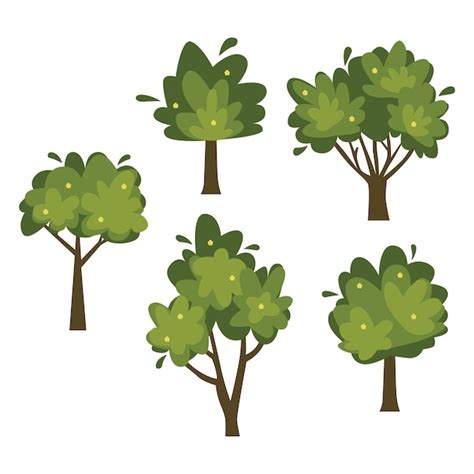 Premium Vector Grass And Tree Set Vector Illustration