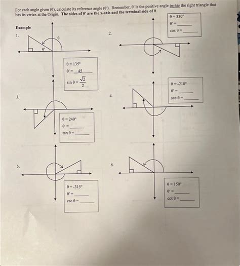 Solved For each angle given (θ), calculate its reference | Chegg.com