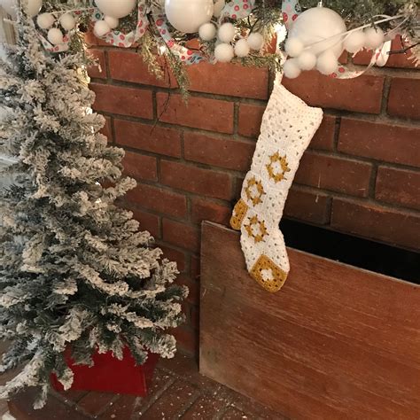 Crocheted Granny Square Christmas Stocking Handmade Etsy