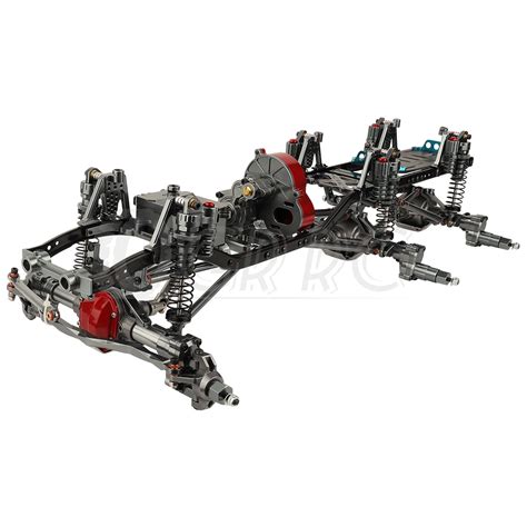 Metal Alloy 6x6 Rc Car Chassis Frame With Portal Front Middle Rear Axles Gearbox For Axial