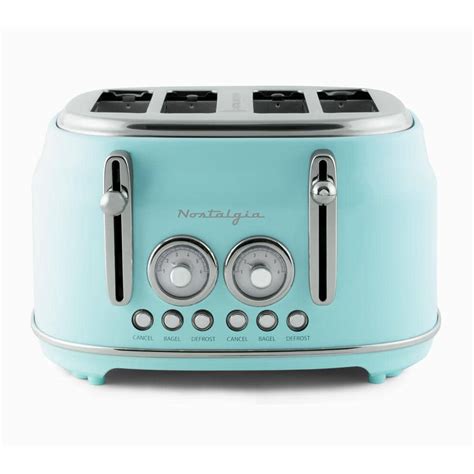 Nostalgia Classic Slice Aqua Blue Retro Toaster Cltos Aq The Home Depot