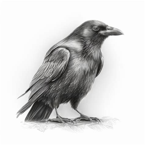 Premium Ai Image Pencil Raven Sketch Crow Animal Draw Ai Generated