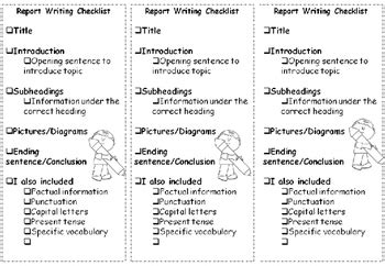 Report Writing (Informational) Checklist/Self Assessment FREEBIE