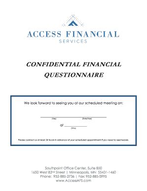 Fillable Online Confidential Financial Questionnaire Access Financial