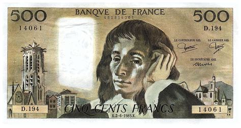 Banknote France 500 Francs Pascal St Jacques Tower 02 06 1983