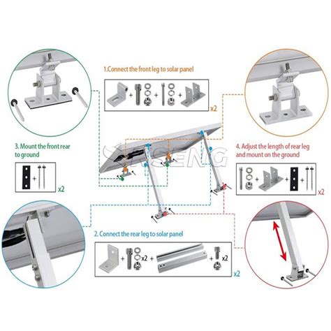 Adjustable Angle Solar Panel Tilt Mounting Brackets Aluminium Frame Pv