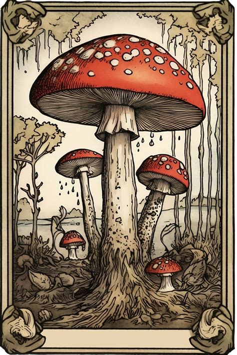 Mushroom Forest Card Cool Wallpapers Art Illustration Art