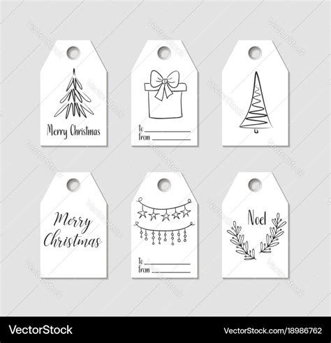 Hand drawn christmas gift tags labels Royalty Free Vector