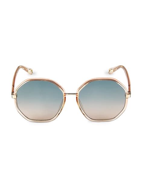 Chloé Womens Franky Geometric 59mm Bio Injection Sunglasses Gold Editorialist