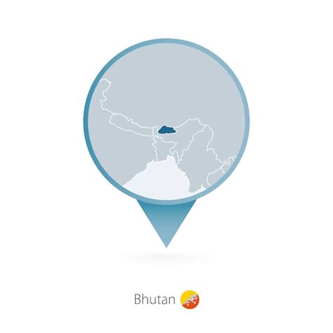 Kaartspeld Met Gedetailleerde Kaart Van Bhutan En Buurlanden Premium