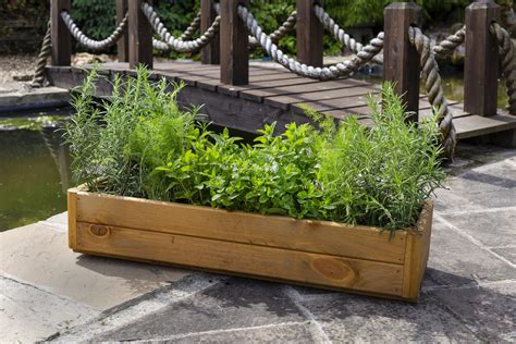 Tom Chambers Herb Harvest Wooden Trough Planter Lrg Yarm Diy