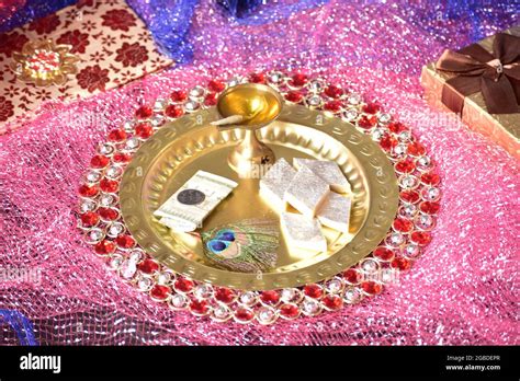 Rakhi Thali Raksha Bandhan Pooja Thali Stock Photo Alamy