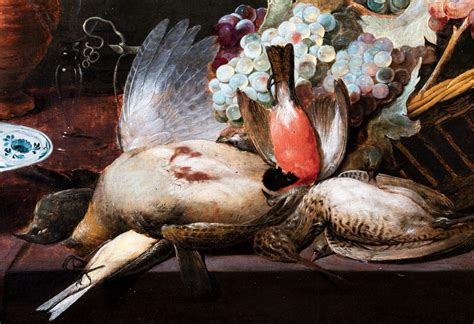 Proantic Nature Morte Aux Oiseaux Et Raisin Atelier De Frans Snyders