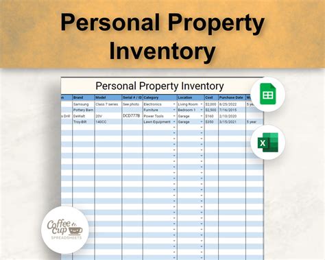 Personal Property Inventory List: Google Sheets & Excel Home Inventory