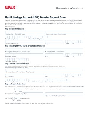 Wex Health Savings Account Hsa Transfer Request Form Fill