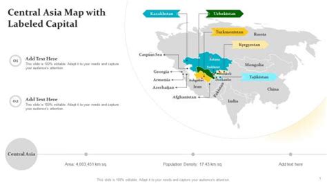 Central Asia Capitals Map PowerPoint Presentation and Slides | SlideTeam