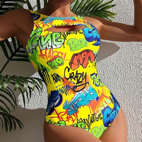 Printed Bikini One Piece Bikini For Women Conservative Swimsuit For