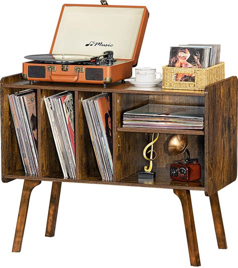 Lerliuo Record Player Stand Vinyl Record Storage Turntable Stand With