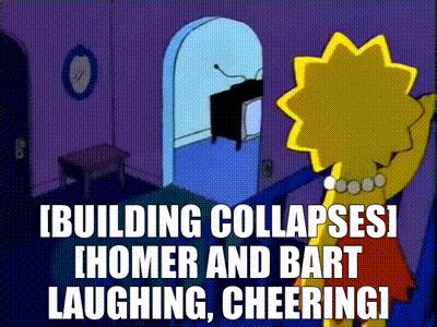 YARN Building Collapses Homer And Bart Laughing Cheering