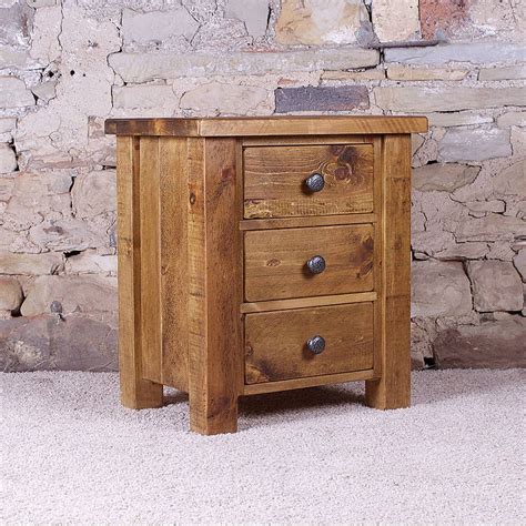 Solid Wood Chunky Three Drawer Bedside Table By Handf Solid Wood